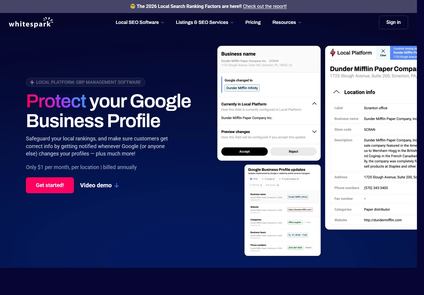 Whitespark landing page