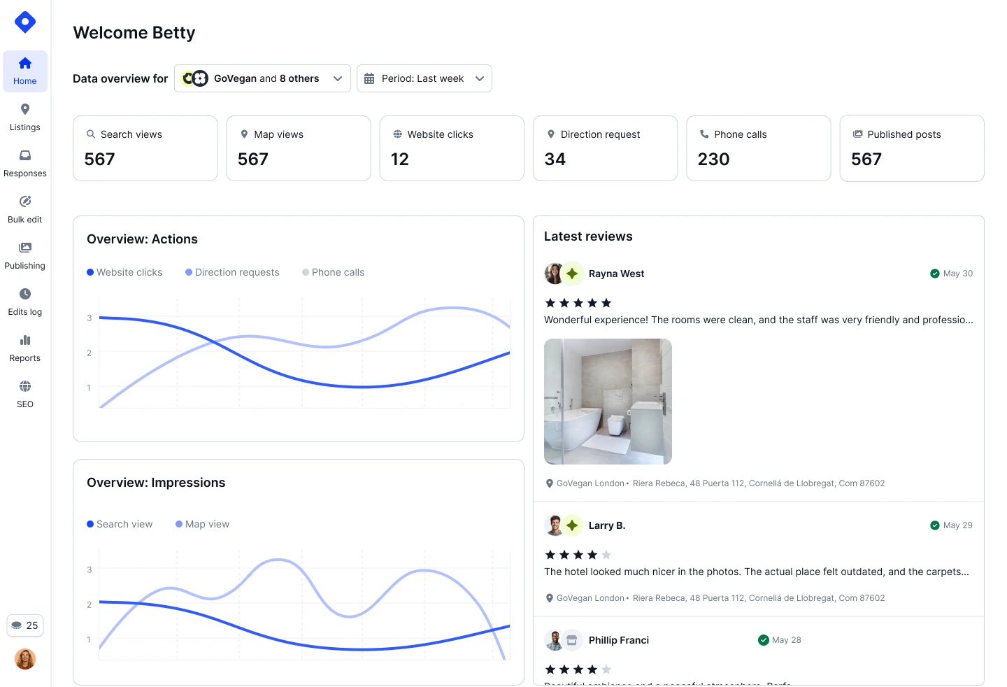 Google Business Profile API analytics dashboard